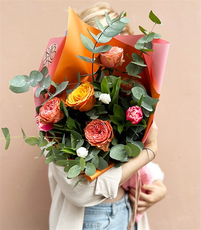 Alice in Rüyası Mini Buketi Pembe Somon Turuncu