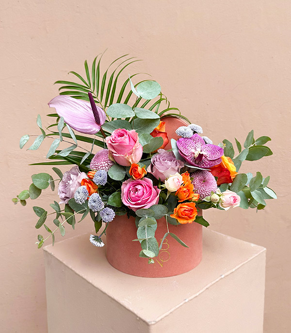 Mathilda Pink Flowers in Velvet Box