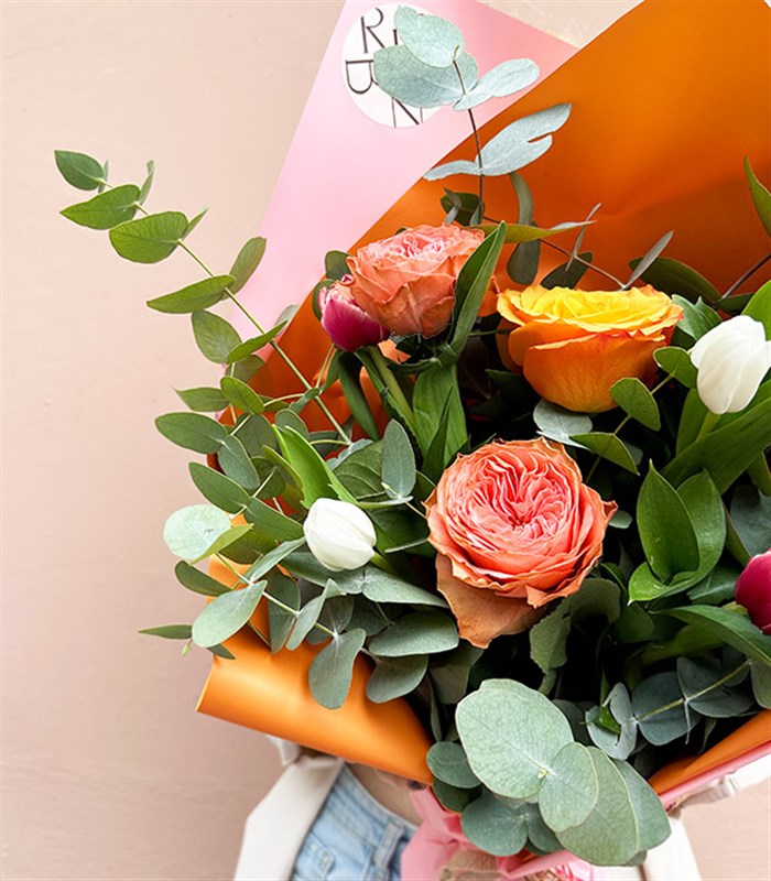 Alice in Rüyası Mini Buketi Pembe Somon Turuncu