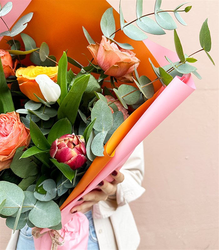 Alice in Rüyası Mini Buketi Pembe Somon Turuncu