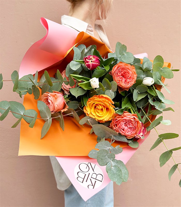 Alice in Rüyası Mini Buketi Pembe Somon Turuncu