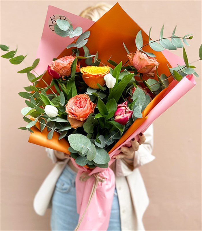 Alice in Rüyası Mini Buketi Pembe Somon Turuncu