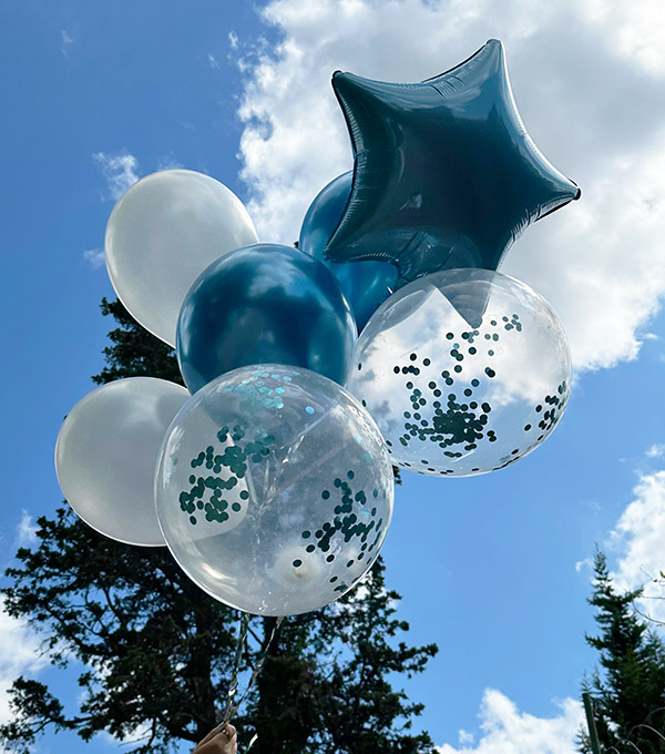 Mavi Confetili Yıldızlı Uçan Balon Seti