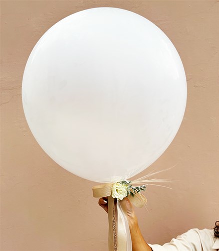 Jumbo Uzun Kurdeleli Çiçekli Süslenmiş Uçan Balon 60 cm