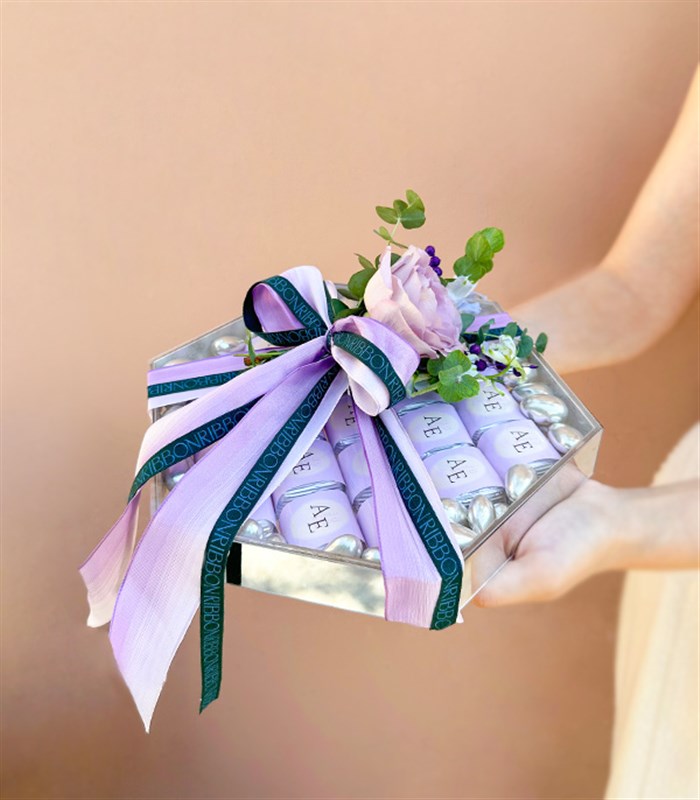 Lila Silver Grand Deluxe İsme Özel 24Lü Söz Nişan Çikolata