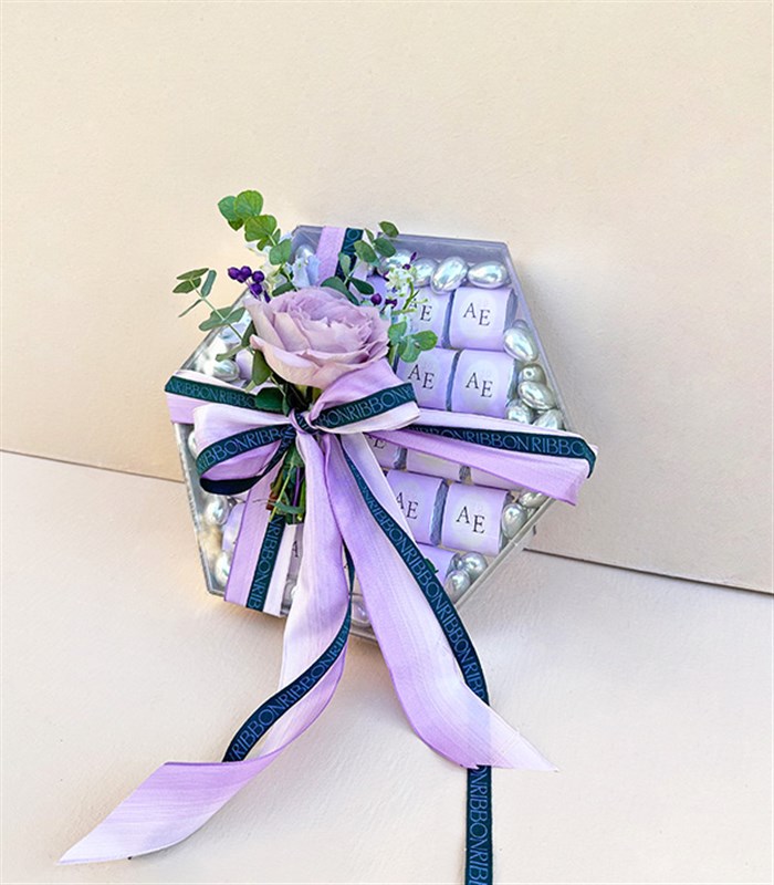 Lila Silver Grand Deluxe İsme Özel 24Lü Söz Nişan Çikolata