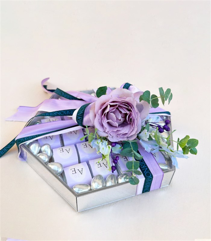 Lila Silver Grand Deluxe İsme Özel 24Lü Söz Nişan Çikolata