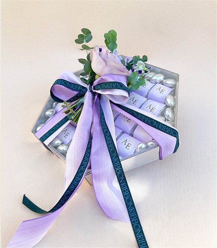 Lila Silver Grand Deluxe İsme Özel 24Lü Söz Nişan Çikolata