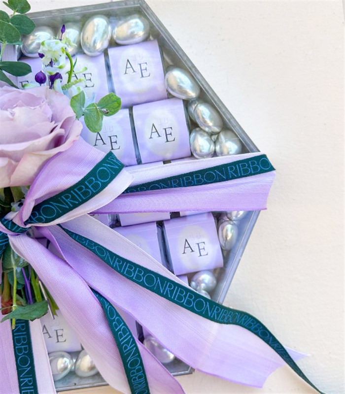 Lila Silver Grand Deluxe İsme Özel 24Lü Söz Nişan Çikolata