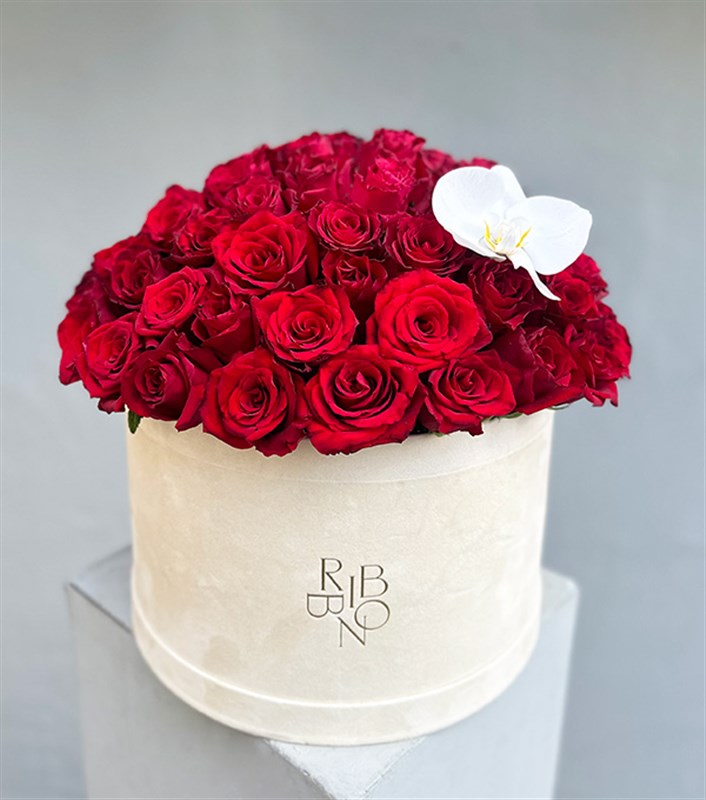 Jade Krem Grand Kutuda 50 Kırmızı Güller