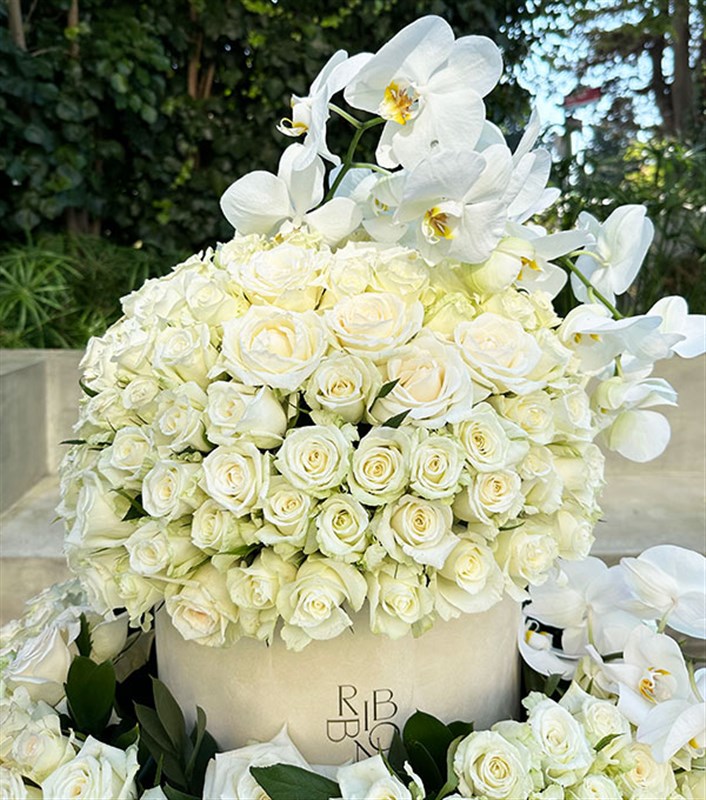 Cafuné 600 Beyaz Gül 2 Katlı Gül Aranjmanı Empire Deluxe