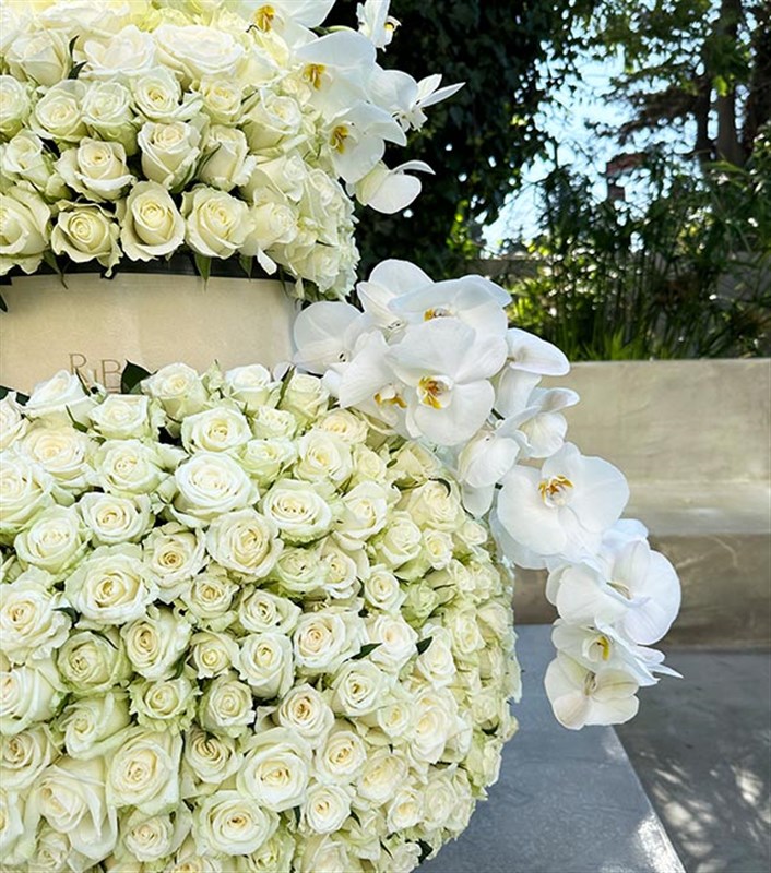 Cafuné 600 Beyaz Gül 2 Katlı Gül Aranjmanı Empire Deluxe