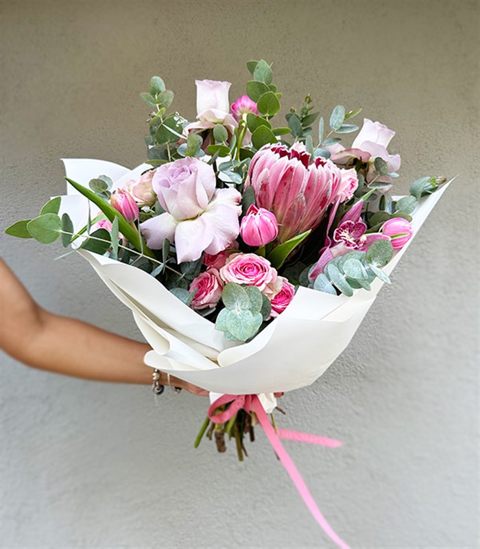 Queen Protealı Lila Pembe Buket Limited Edition