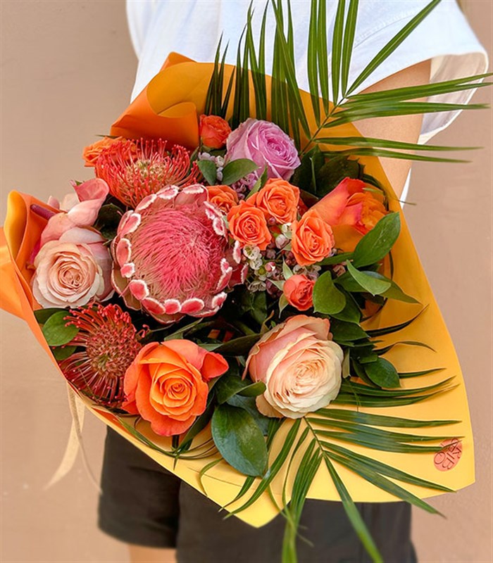 Queen Protealı Turuncu Buket Limited Edition