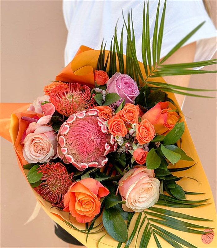 Queen Protealı Turuncu Buket Limited Edition