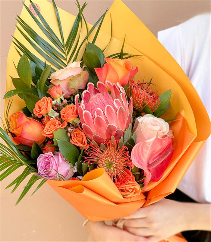 Queen Protealı Turuncu Buket Limited Edition