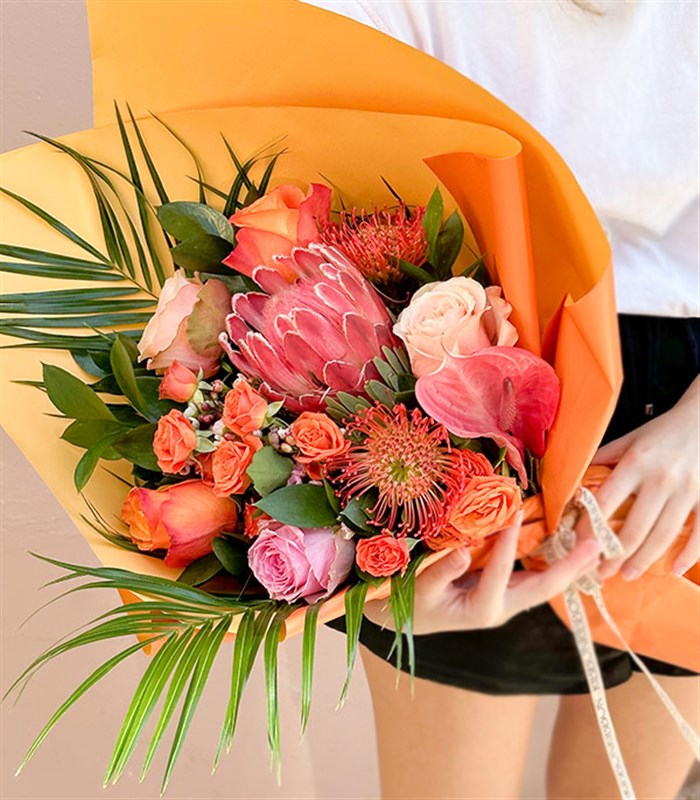 Queen Protealı Turuncu Buket Limited Edition