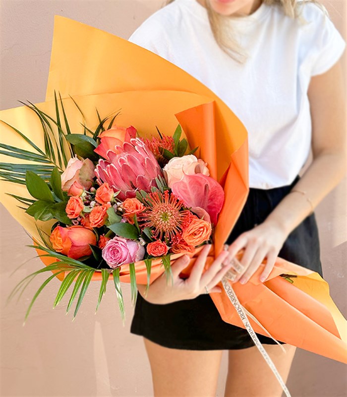 Queen Protealı Turuncu Buket Limited Edition