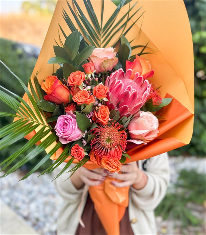 Queen Protealı Turuncu Buket Limited Edition