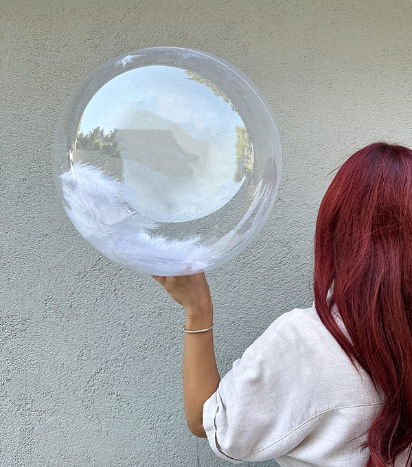 White Feather Transparent Flying Balloon 40 cm