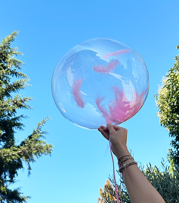Pink Feather Transparent Flying Balloon 40 cm