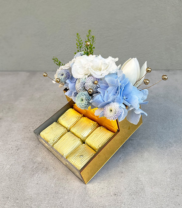 Happy Birthday Blue White Flower Tiny Chocolate Tray