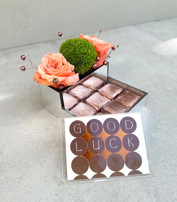 Good Luck Salmon Flower Tiny Chocolate Tray