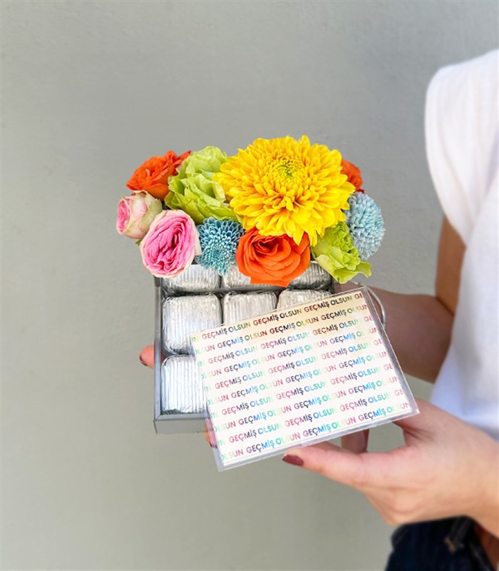 Geçmiş Olsun Rengarenk Çiçekli Mini Çikolata