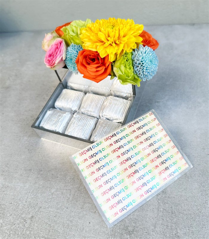 Geçmiş Olsun Rengarenk Çiçekli Mini Çikolata