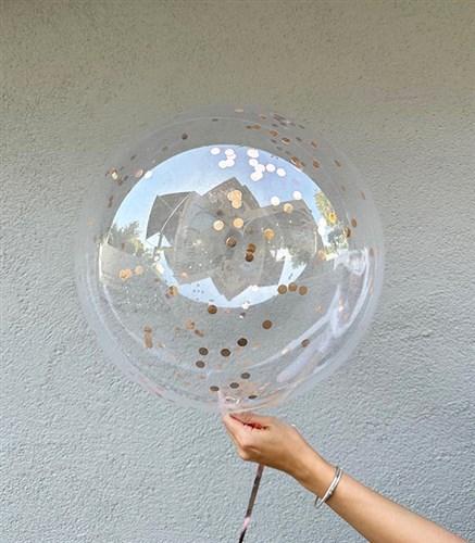 Gold Confetili Şeffaf Uçan Balon 40 cm