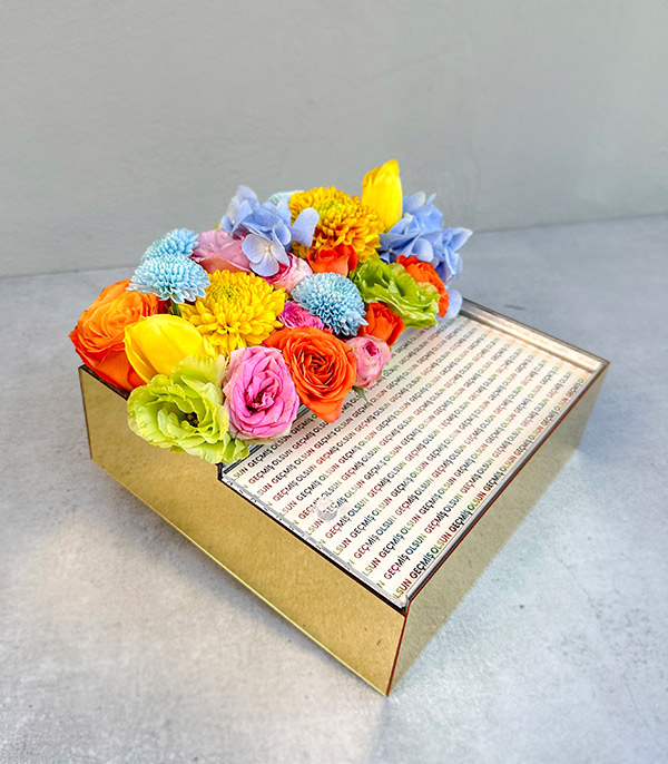 Geçmiş Olsun Colorful Flower Chocolate Gift Box