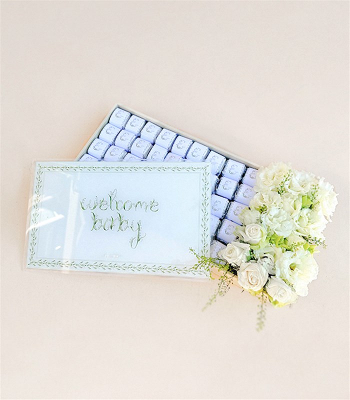 Welcome Baby İsme Özel 32Li Yenidoğan Bebek Tebrik Çikolatası Grand Deluxe