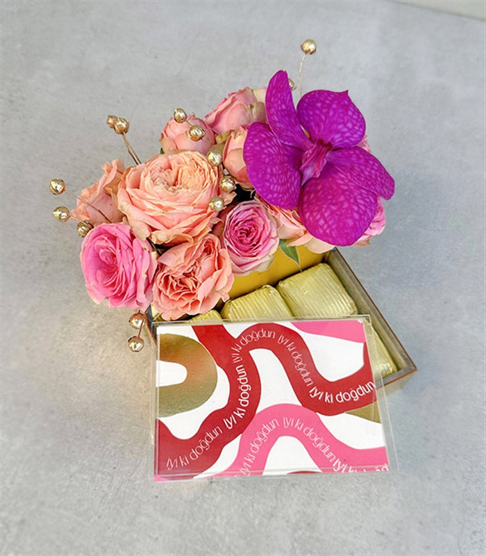 İyi Ki Doğdun Pembe Çiçekli Mini Çikolata