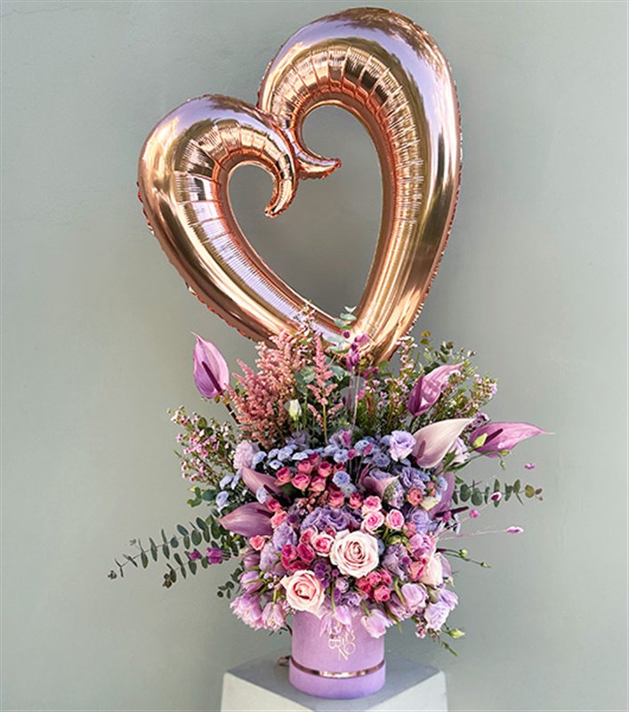 Rose Gold Uçan Kalp Balon 100 cm