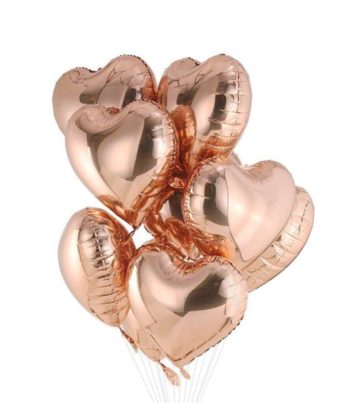 Uçan 10 Kalp Balon Seti Rose Gold