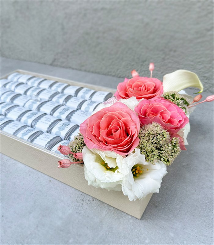 Pembe Silver Royal Deluxe İsme Özel 90Lı Çikolata Tepsisi