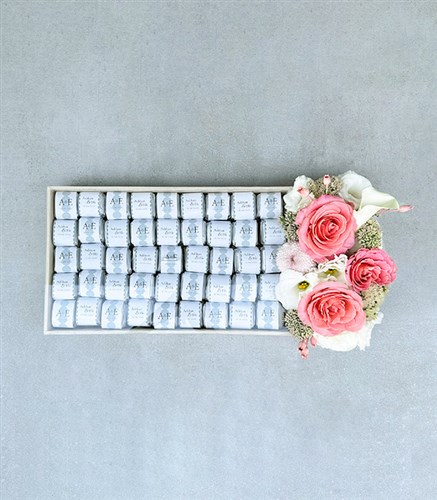 Pembe Silver Royal Deluxe İsme Özel 90Lı Çikolata Tepsisi