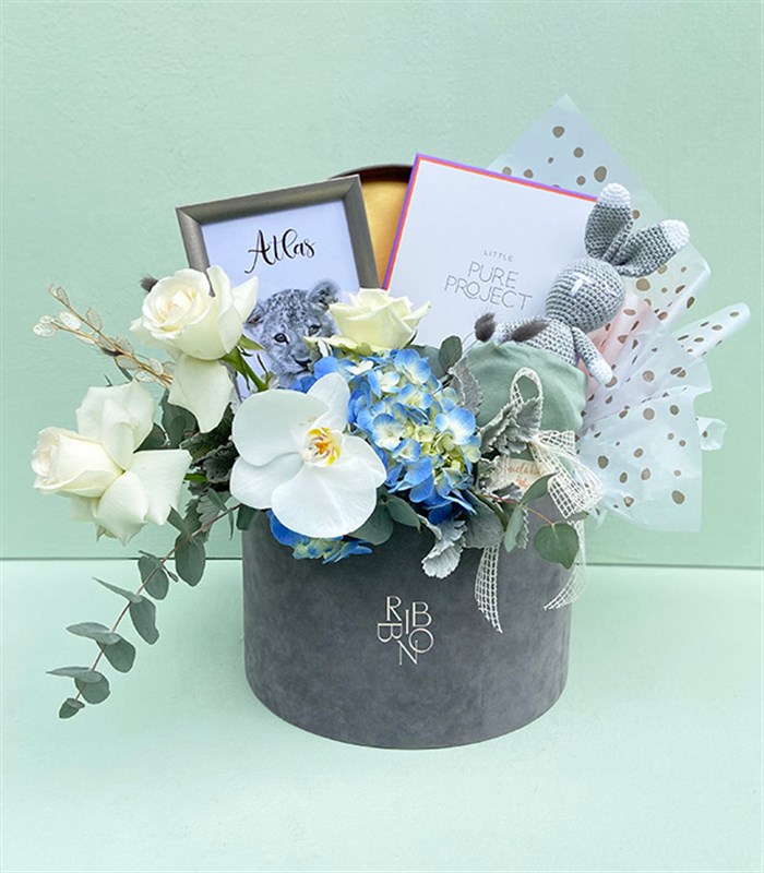 İsme Özel Miela Kids & Pure Project Yeni Doğan Bebek Hediye Kutusu Erkek