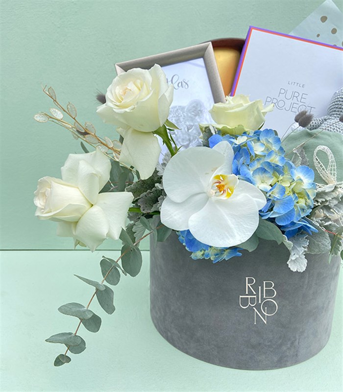 İsme Özel Miela Kids & Pure Project Yeni Doğan Bebek Hediye Kutusu Erkek