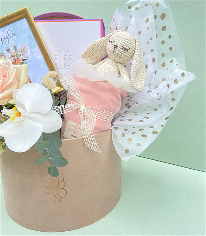 İsme Özel Miela Kids & Pure Project Yeni Doğan Bebek Hediye Kutusu Kız Somon