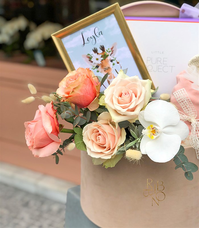 İsme Özel Miela Kids & Pure Project Yeni Doğan Bebek Hediye Kutusu Kız Somon