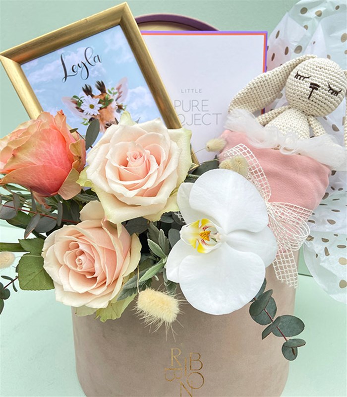 İsme Özel Miela Kids & Pure Project Yeni Doğan Bebek Hediye Kutusu Kız Somon