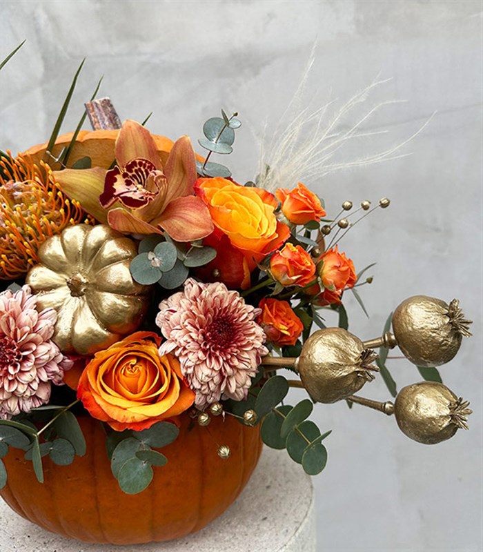 Happy Autumn Pumpkin Turuncu Balkabağı Aranjmanı