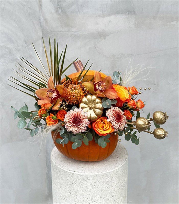 Happy Autumn Pumpkin Turuncu Balkabağı Aranjmanı