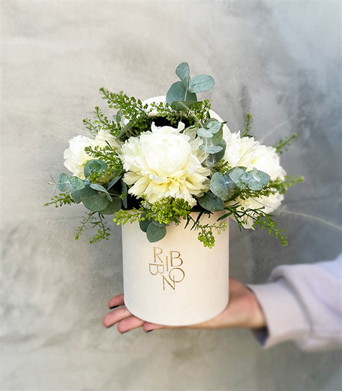 Senfoni Mini Krem Kutuda Beyaz Şakayık