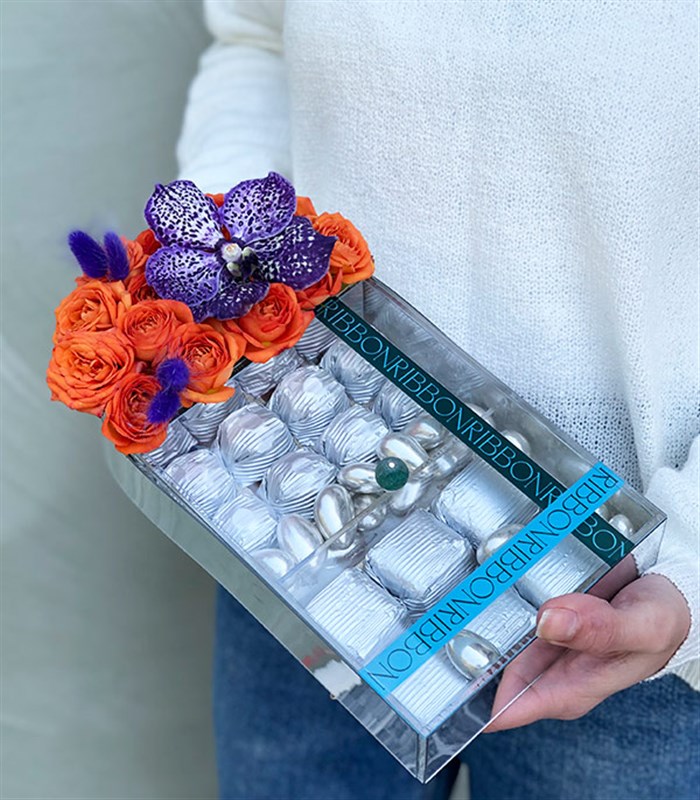 Turuncu Silver Deluxe Badem Draje Çikolata Tepsisi