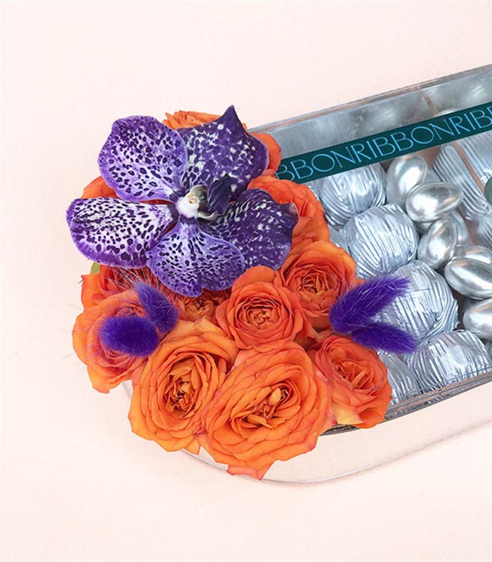 Turuncu Silver Deluxe Badem Draje Çikolata Tepsisi