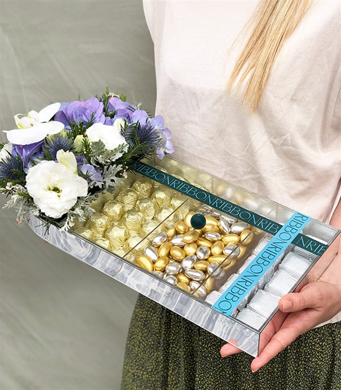 Turuncu Silver Deluxe Badem Draje Çikolata Tepsisi