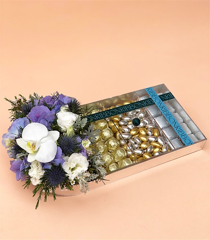 Turuncu Silver Deluxe Badem Draje Çikolata Tepsisi