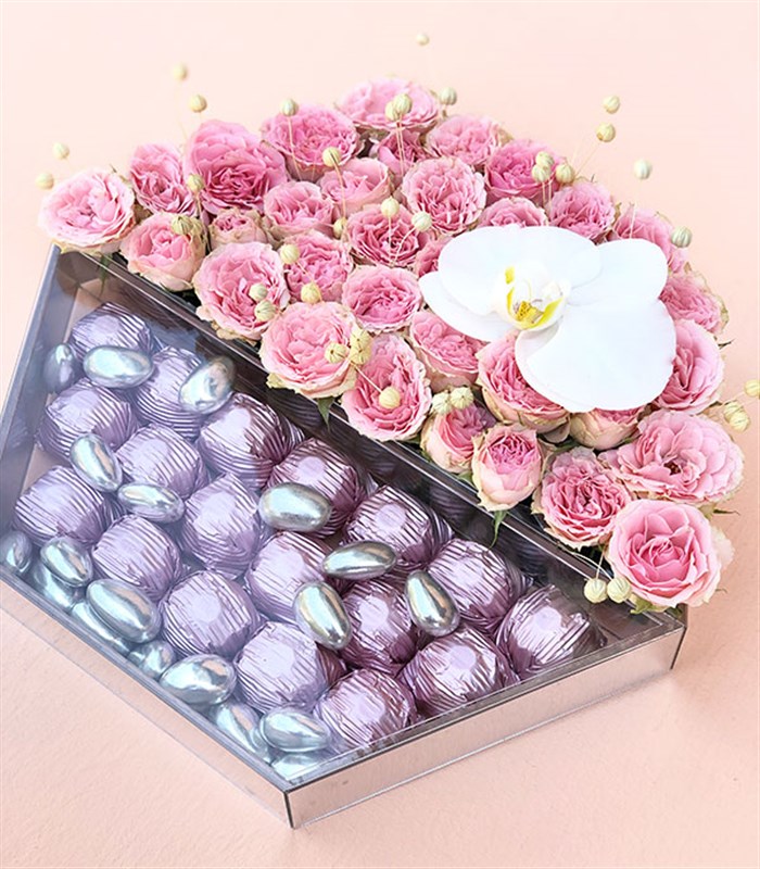 Pembe Luxe Yıldız Altıgen Ayna Çikolata Tepsisi